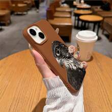 Fierce Animal TPU Fashion 1pc TPU Material Black Eagle Pattern Phone Case Compatible With Apple/ Phones Spring Gift - Brown - View 3