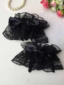 1 Pair Sweet Lace Bow Arm Sleeves For Women, Lolita Costume Accessories, Photo Shoot Wrist Decor, Cute For Dresses, Skirts, Fashionable Short Flared Cuff - Multicolor - View 5