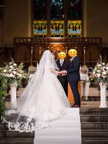 1 pieza Velo de novia con encaje y aplicaciones, velo de novia con cola, accesorio nupcial - Multicolor - Ver 7