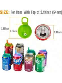 1/4/8pcs Colored Soda Can Lid (With Straw), Silicone Straw Soda Can Lid, Straw Soda Can Lid, Soda Preservation Lid, Reusable, Shock-Resistant And Wear-Resistant, With Handle For Convenient Carrying When Going Out, Suitable For Most People, Outdoor Picnic And Camping, Soda, Beverage, Juice, Sparkling Water Can Lid (Please Install According To The Steps To Prevent The Straw From Falling Off), Party, Festival, Gift