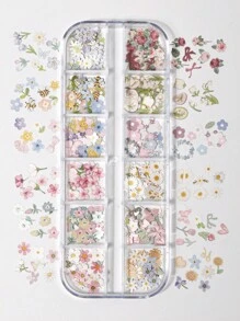 1 Box 240pcs 3D Wood Pulp Flower Nail Art Decorations And Butterfly Nail Art Flower Decorations, Suitable For Nail Art Decoration And DIY Craft Design, Valentine's Day Gifts, Gifts For Friends And Close Friends, Makeup Styling Supplies, Suitable For Enhancing The Charm Of Women's Nails, Nail Art Supplies, Nail Art Products.