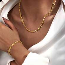 1 Stück Edelstahl Kaffee Bohnen Armband, exklusives 18 Karat Gold Halskette