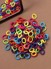 100个/套 小号女士彩色弹力发圈 马尾辫发圈 橡皮筋 发绳 发圈 发圈 发圈 发绳 发圈 发圈 发饰 健身运动服发带 头饰 - 彩色 - 查看 2