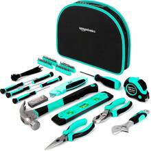 Basics Juego de herramientas con bolsa fácil de llevar, 104 piezas, turquesa, 36.5 x 29 x 7.62 cm - Turquesa - Ver 2