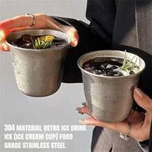 新款复古美式不锈钢咖啡杯水杯冷饮杯加厚宽口工业风杯子 - 彩色 - 查看 2