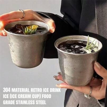 新款复古美式不锈钢咖啡杯水杯冷饮杯加厚宽口工业风杯子