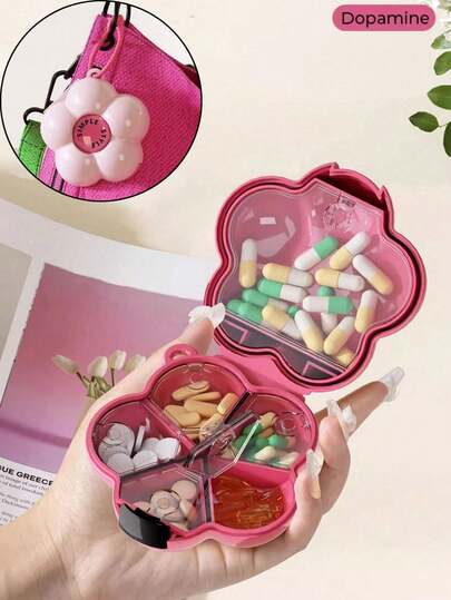 3 色便携式多巴胺风格小型收纳盒 - 彩色花卉设计，带吊带的多功能旅行收纳盒，非常适合小配件和配饰，配件收纳 | 装饰艺术风格 | 耐用塑料盒