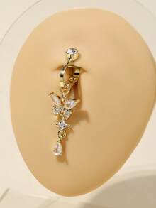 1pc Butterfly Design Fake Piercing Navel Ring Jewelry For Women - Multicolor - View 1