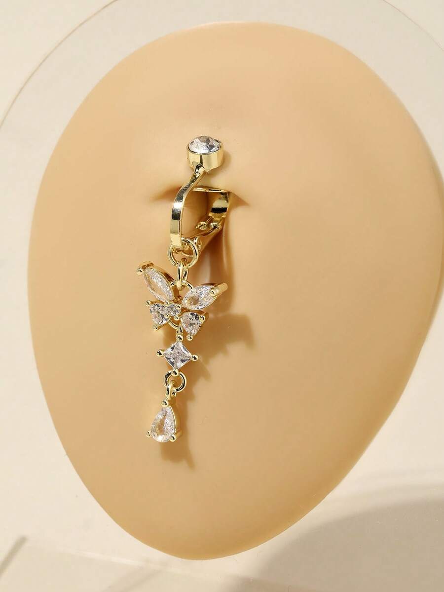 1pc Butterfly Design Fake Piercing Navel Ring Jewelry For Women - Multicolor - View 1