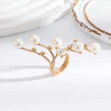 1pc European And American Fashion Faux Pearl Geometric Ring, Personalized Exaggerated Creative Finger Ring