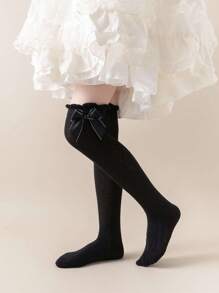 1/2/3 Paar Rhombus Spitze Schleife Mesh Overknee Socken, minimalistisch vielseitig atmungsaktiv Kinder/Schüler Socken