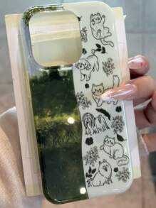 Funda de teléfono con diseño de gato, medusas, estrellas de mar y motivos oceánicos con efecto láser, compatible con iPhone 16, 15, 14, 13 Pro Max, resistente a golpes y con tapa trasera