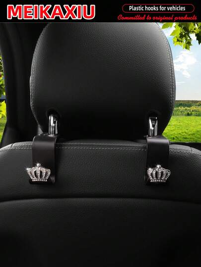 MEIKAXIU 2/4 móc treo tựa đầu xe hơi đính đá Rhinestone, phụ kiện nội thất ô tô để treo túi xách, ví, v.v.