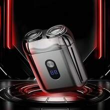 电动剃须刀，胡须修剪器，迷你便携式干湿两用电动剃须刀，男士，USB 充电式一键剃须刀，适合家庭、汽车、旅行