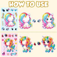 6/12/36 Sheets Make A Face Unicorn Stickers, Make Your Own Rainbow Pony Puzzle Stickers Craft Game Activities For Birthday Party Supplies Art Project Rewards Festival Gifts Birthday Decorations, Back To School, Birthday Gift, Graduation Gift