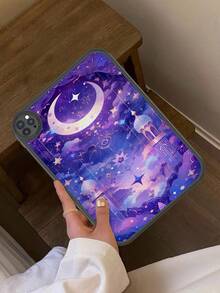 1pc Starry Night Dream: Cosmic Symphony, Purple Nightscape Mysterious Illustration Style Anti-Drop Tablet Case, Built-In 360-Degree Thick Anti-Drop IPad 10th Gen 10.9" Protective Tablet Cover, Portable Leather IPad 10.2" Tablet Protective Case - Multicolor - View 4