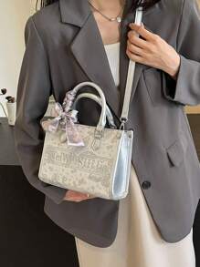 1 pieza Nuevo bolso de mano bordado de material de PU de moda, adecuado para ir al trabajo, viajes, salidas diarias, citas, regalos, simple y generoso, bolso de mujer de gran capacidad para todo