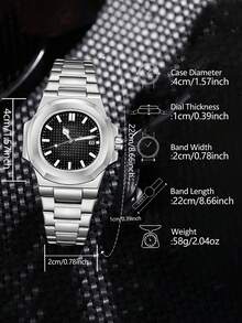 1pc Men's Silver Strap Fashionable Casual Business Bar Scale With Calendar Function Dial Quartz Watch For Daily Wear Or Holiday Gifts