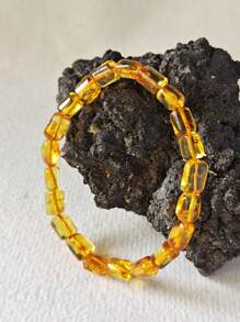Natural Baltic Amber Beaded Bracelet For Couple's Bangle Therapy Vintage Gemstone Calm And Peace Organic Gem Nature Stone Jewelry Energy Gift