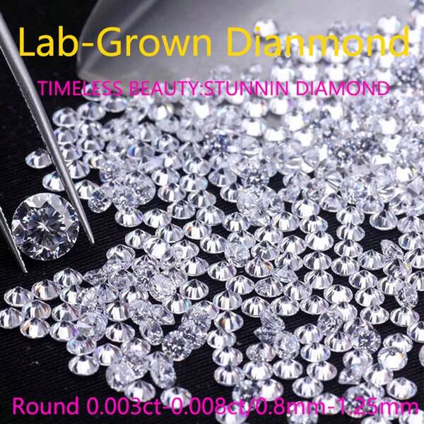 10 Stücke laborkreierte Diamanten, rund 0,003ct-0,008ct/0,8mm-1,25mm lose Edelsteine, Farbe D-E, Klarheit VS-VVS, künstliche Diamanten, geeignet für DIY Schmuckherstellung, Ringe, Ohrringe, Halsketten/Anhänger