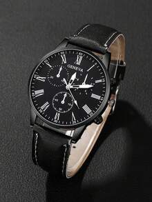 4pcs Men's Casual Quartz Watch Set With Black Dial & Stylish Accessories - Perfect Gift For Him On Father's Day, Valentine's, Easter, Birthdays & Christmas,Mom,Mother,Mother's Day,Gift