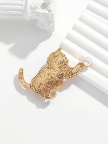 1 件时尚可爱简约猫形胸针/别针，适合女性日常服装装饰学校背包