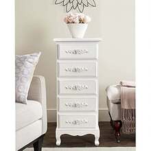 Fully Assembled White Lingerie Dresser, Tall Skinny Chest, Wood Nightstand For Bedroom, Girls Dresser, Antique Furniture, Baby Nursery Storage, Free Standing Jewelry Organizer With Queen Anne Legs - 1 - View 3