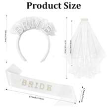 Bride To Be Sash Bridal White Veil And Headband For Wedding 3Pcs Bride Pearl Satin Sash Bachelorette Veil Party Decorations Bridal Shower Veil With Comb Engagement Gifts