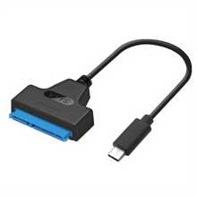 Cable adaptador SATA a USB C 3.0 para transferencia de datos de HDD/SSD de 2.5", convertidor de unidad de disco duro externa que admite UASP (Negro)