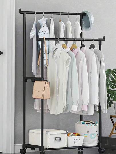 1 perchero con ruedas de varios niveles para ropa y sombreros para la recámara