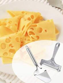 2pcs Cheese Slicer Kit, Stainless Steel Wire Cheese Cutter & Cheese Shaver Cheese Slicer Handheld Non-Stick Cheese Plane Butter Food Slicer For Block Cheese Butter - Silver - View 5