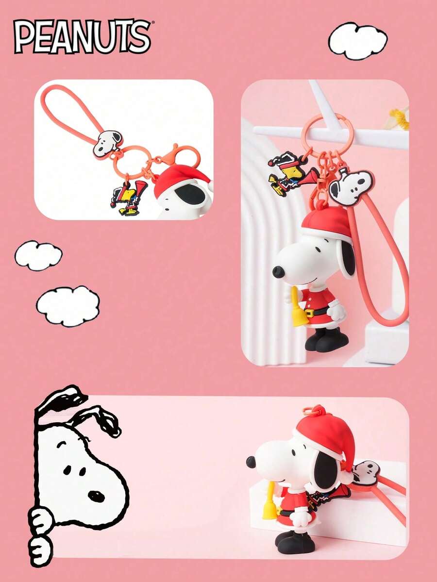 Peanuts 1 PIEZA Llavero con colgante dimensional de  con licencia oficial, serie de invierno, accesorio lindo y creativo de PVC para mochilas, teléfonos móviles, decoración de bolsos, llaveros de coche, regalos de cumpleaños y Navidad