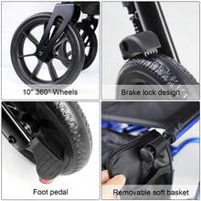 WALK MATE Rollator Walker For Seniors Taller 5.3~7ft With Height-Adjustable Seat, 10 Inch Wheels Wire-Hidden Walkers Compact Folding Design Lightweight Mobility Walking Aid Widen Backrest, Green - Màu xanh hải quân - Xem 7
