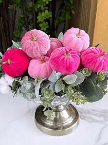 6pcs Faux Velvet Foam Fabric Pumpkins Decoration, Fall Pumpkins Decoration For Home, Assorted Velvet Pumpkins Fake Pumpkins, Pink Velvet Pumpkin Foam, Artificial Fall Table Decor, Reusable Thanksgiving, Autumn Table Centerpiece, Velvet Craft Pumpkin For Fall Home Farmhouse Harvest Thanksgiving Decorative