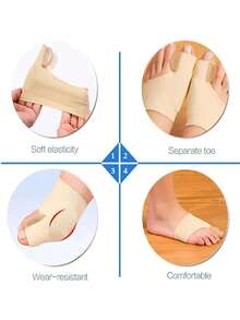 2片装透气凝胶鞋垫，防滑设计，夜间支撑 - 柔软足部护理工具，适用于家庭、办公室、健身房和旅行 | 男女通用弹性莱卡鞋套，提升鞋内舒适度，兼容瑜伽垫（足部护理，趾间分离器）