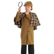 Morph Costumes Victorian Detective Fancy Dress Costume For Kids - Classic Sherlock Holmes Outfit With Deerstalker Hat & Tartan Cape For World Book Day - Grey - View 3
