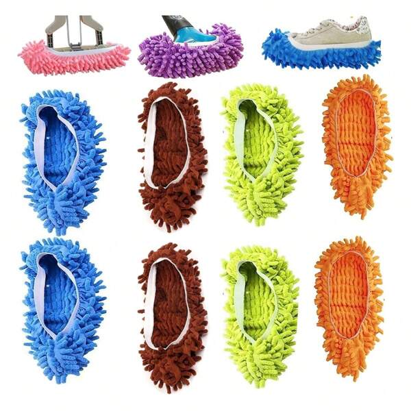 2/4/8 Pairs Slippers Shoes Cover Dust Duster Slippers Foot Socks Hair Cleaners Sweeping Microfiber Mop Cleaning Floor House Office Bathrron Kitchen Washable Reusable