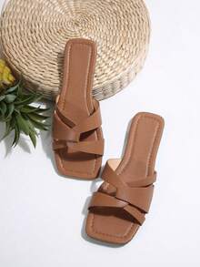 بنطلونات شبكية أنيقة للشاطئ للنساء، صنادل مسطحة على الطراز الكوري القديم متعددة الاستخدامات مناسبة للشارع والتنقل والعمل والمواعيد والتجمعات والحفلات - بني - مشاهدة 9