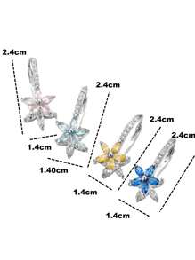 Par de elegantes y lujosos ganchos de oreja con flores de cristal de colores, un regalo perfecto para damas y madres en aniversarios o para uso diario