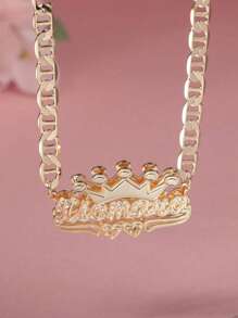 1pc Customized Double-Layer Double Love Flower Crown English Alphabet Letter Personalized Name Necklace, Festival Gift, Suitable For Any Occasion Stylish, All Seasons,Contracted,Simple,Casual,Cuties Custom,Personalized,Unique Ideal Gifts For Her Girlfriend,Mom,Family,Friends,Daughter For Anniversaries,For Valentine's Day,For Mother's Day,For Birthdays,For Graduation,For Daily Wear,For Weddings,For Prom