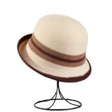 1 Pc 2024 Autumn/Winter New Elegant Retro Turn Up Brim Bucket Hat, Chic British Style Compact Look For Women Winter Outfits - Multicolor - View 16