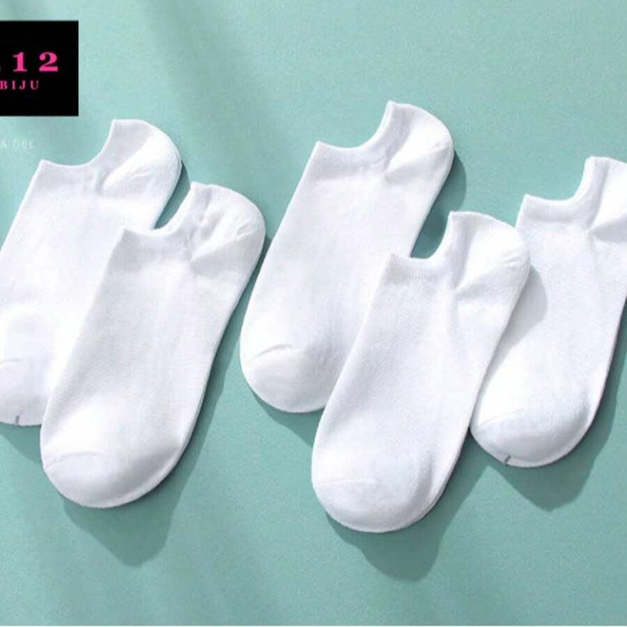 Kit 12 Pairs Short Ankle Socks / Invisible Sock Cotton Spring / Autumn - White - View 1