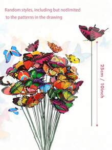 20pcs Colorful Garden Butterfly Stakes, Decorative Waterproof Butterfly Garden Stake, Decor 3D Butterfly Party, Supplies Yard Stakes For Garden Patio Lawn, Rnaments Party Plant Pot Decorations, Wedding Decoration, Garden Decoration, Valentine's Day Modern Home Decorations, Flower Pots And Bonsai Glowing Colourful Decorations, Garden Decor, Garden