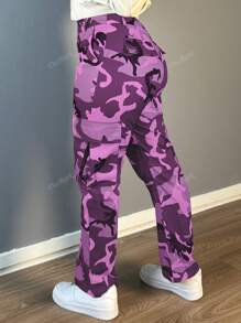 Women's Casual Camouflage Print Straight Leg Cargo Pants