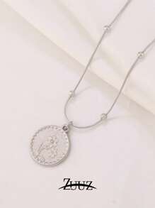 1 peça de colar com pingente de flor de aço inoxidável da moda, gargantilha para mulheres, para decoração diária