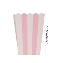 10pcs/20pcs/50pcs Pastel Pink Popcorn Boxes Small Pink And White Striped Paper Popcorn Bags Candy Containers For Princess Birthday Wedding Bridal Shower Gender Reveal Party Favor Supplies - Pink - View 2