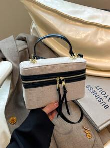 1pc Square Colorblock Shoulder Bag, Suitable For Women's Daily Use