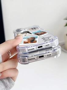1 pieza Funda de teléfono protectora de TPU con cobertura total, lente protectora y collage de fotos personalizadas de 4 en 1 para pareja/familia/amigos/mascotas para iPhone 11/12/13/14/15/16/16pro/16plus/16promax/X/Xr/Xsmax/7/7plus, elegante, colorida, vintage, linda, sencilla, divertida, personalizada, regalo ideal para él, regalo ideal para ella, novio, novia, familia, amigos, abuelos, pareja, para aniversarios, para cumpleaños