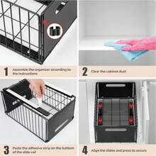 2 piezas de organizadores extraíbles, estantes deslizantes extraíbles, organizador de almacenamiento de capa única extraíble, organizador de debajo del lavabo a prueba de óxido, cajones extraíbles de gran capacidad para gabinetes, para cocina, sala de estar y despensa, organizadores y almacenamiento para el hogar, accesorios para el hogar