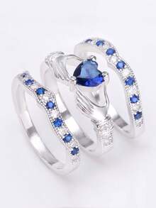 3 Pcs/Set Luxury Purple Crystal Ladies Ring Rhinestone Zirconia For Women Party Wedding Engagement Jewelry - Ring Set - View 22